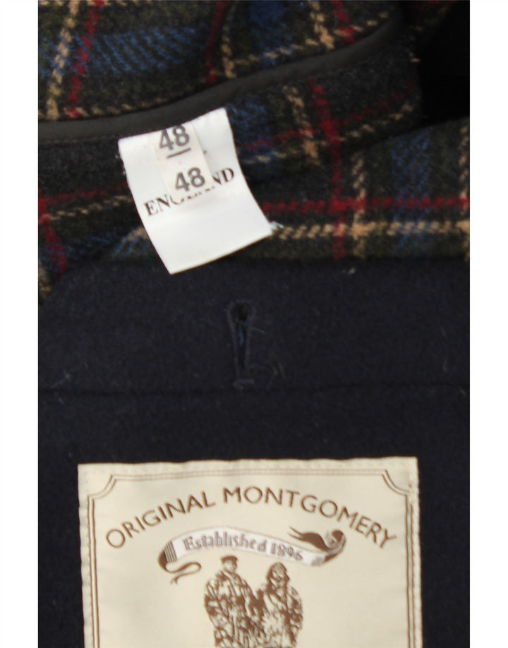 MONTGOMERY Herre Hooded Duffel Coat UK 48 4XL Navy Blue Wool