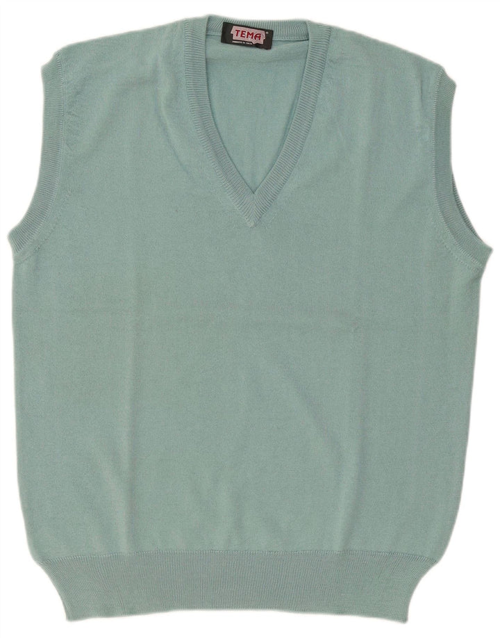 Vintage herrevest tanktop stor blå uld