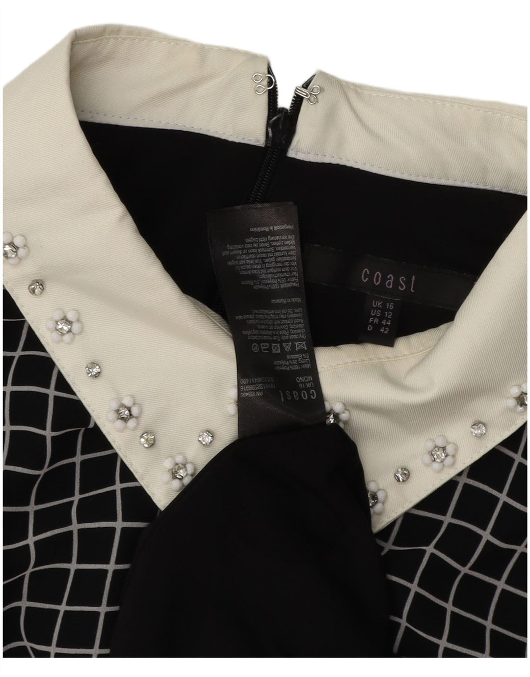 COAST Dame Tunikakjole UK 16 Stor sort ternet polyester