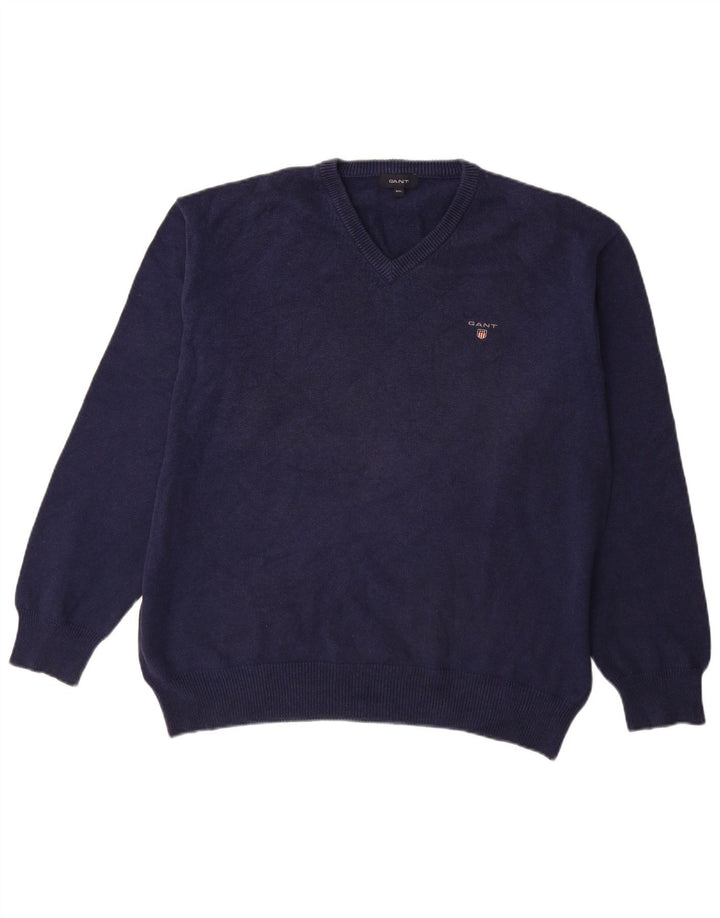 GANT Herre V-hals sweater 2XL marineblå bomuld