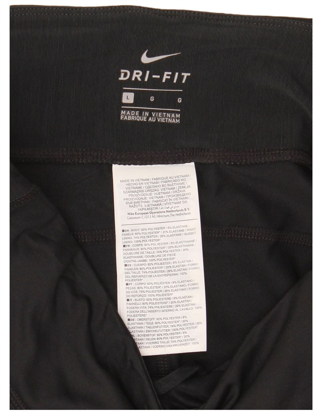 Nike Dame Dri Fit Leggings UK 14 Large Black Polyester