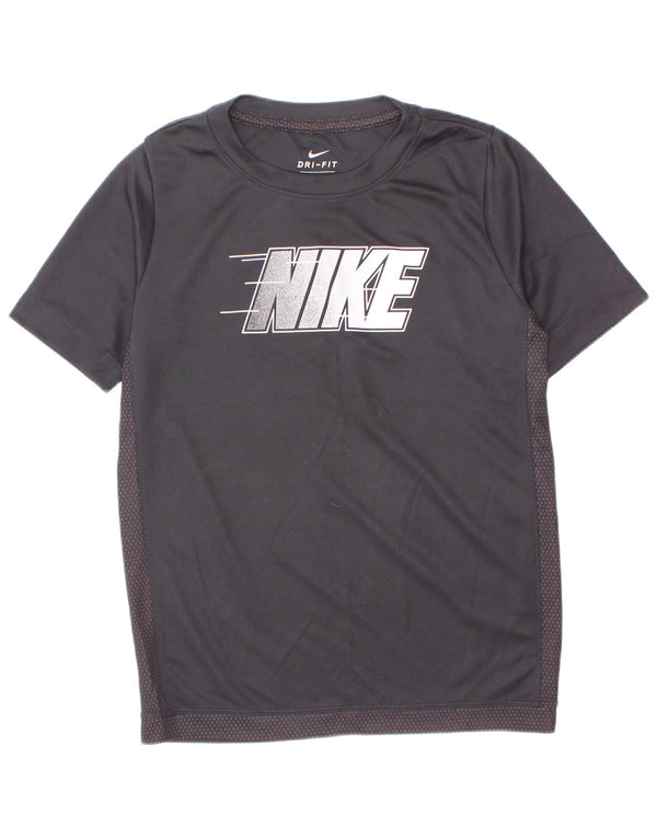 Nike drenge Dri Fit grafisk T-shirt top 8-9 år Lille sort farveblok