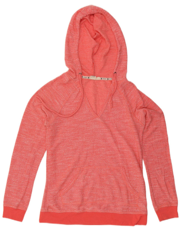 Roxy Dame Hoodie Jumper UK 14 Large Pink Flecked Bomuld
