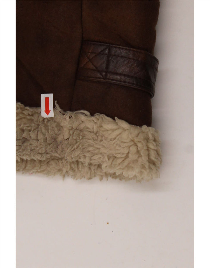 AERONAUTICA MILITARE Herre Flight Sherpa Jacket UK 36 Small Brown Polyester