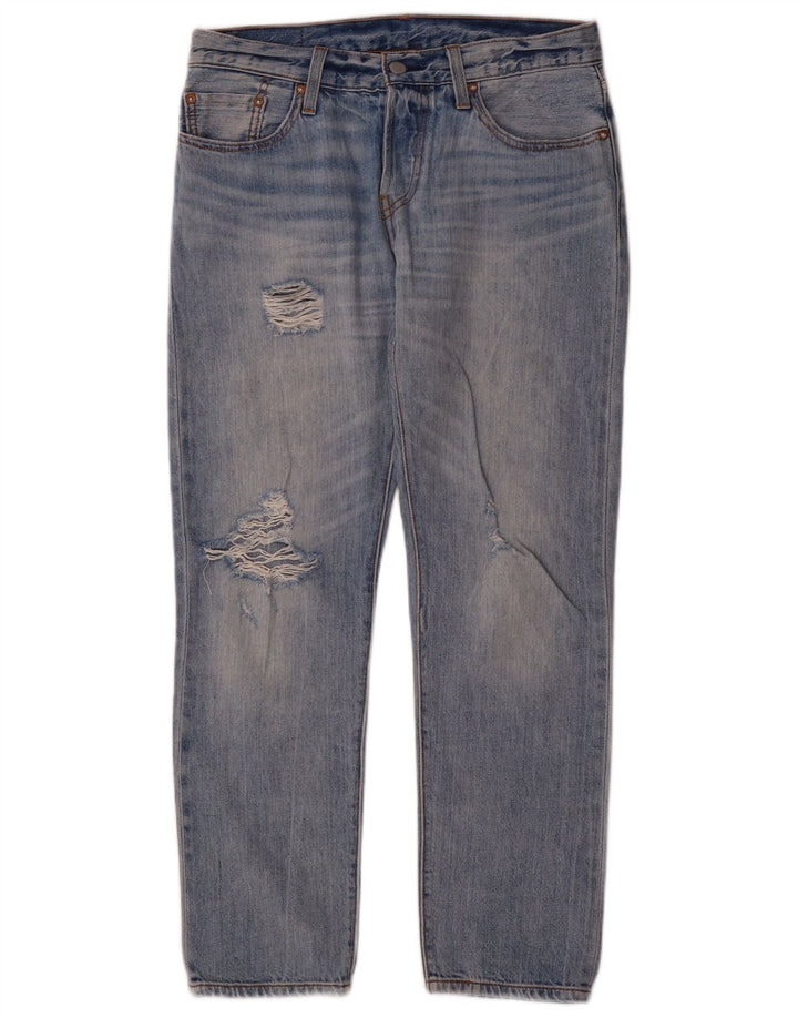 Levi's Dame 501 CT Distressed Straight Jeans W26 L29 Blå