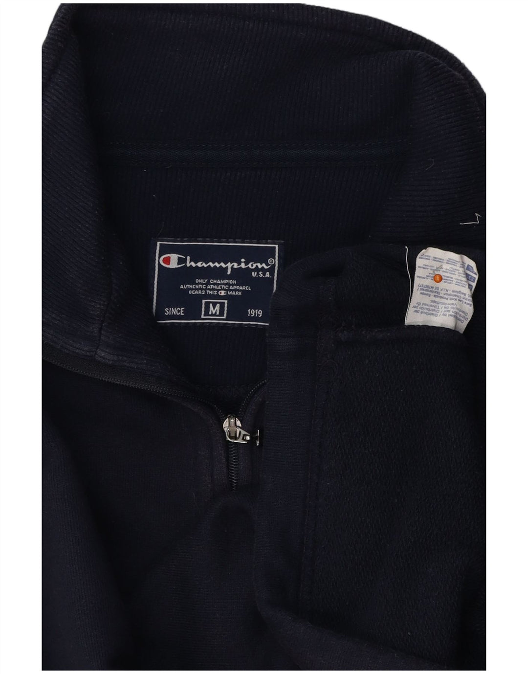 CHAMPION Sweatshirt med lynlås til kvinder UK 14 Medium Navyblå Bomuld