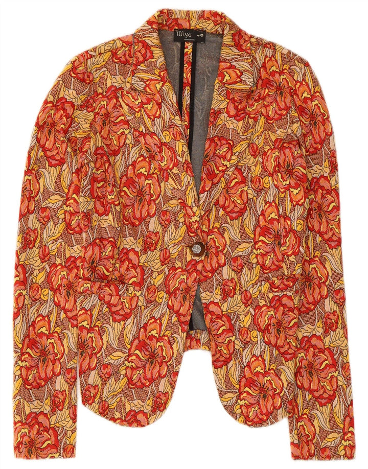 Vintage Dame 1 Knap Blazer Jacket UK 10 Small Multicolored Floral