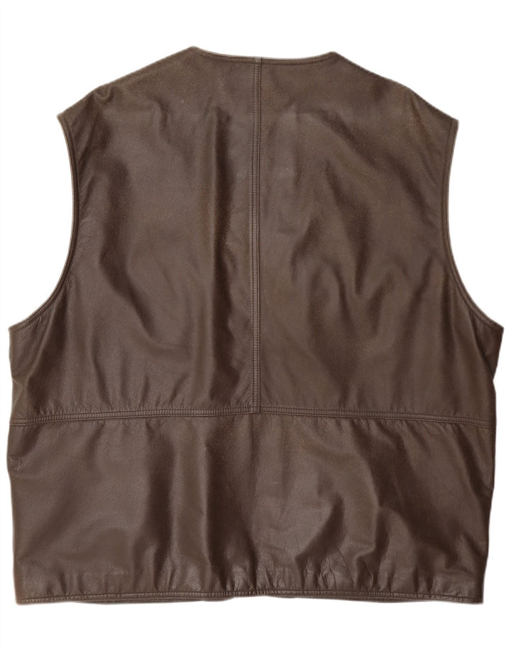 Itallo Herre Læder Utility Gilet IT 60 4XL Brun