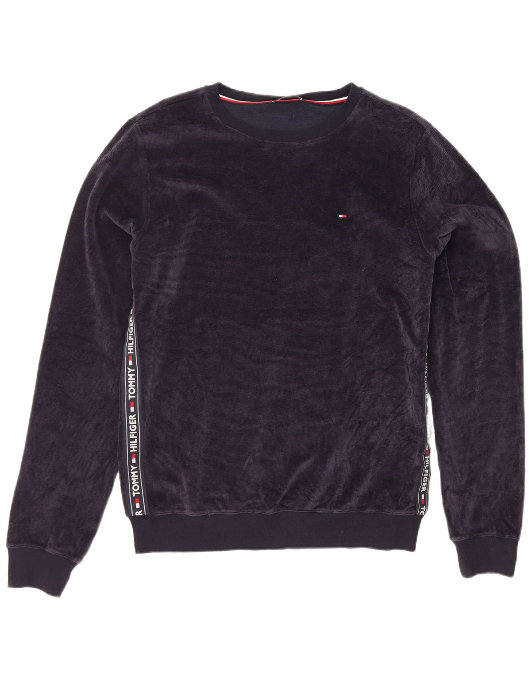 Tommy Hilfiger Herre Graphic Velour Sweatshirt Jumper Medium Navy Blue