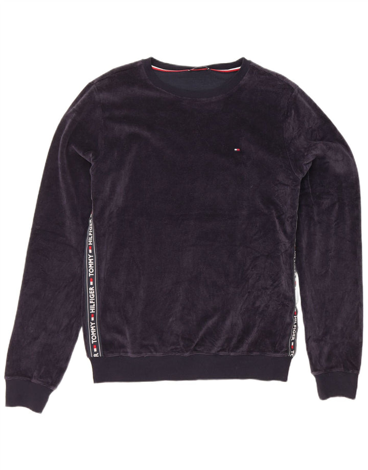 Tommy Hilfiger Herre Graphic Velour Sweatshirt Jumper Medium Navy Blue