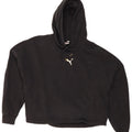 PUMA Womens Crop Oversized Hoodie Jumper UK 14 Medium Black Cotton