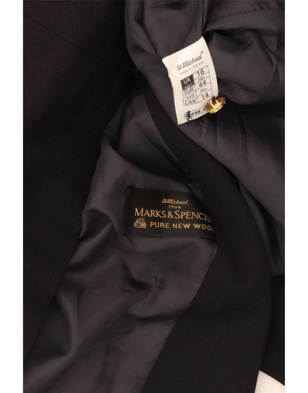 Marks & Spencer Dame Dobbeltradet Blazer Jacket UK 16 Large Navy Blue