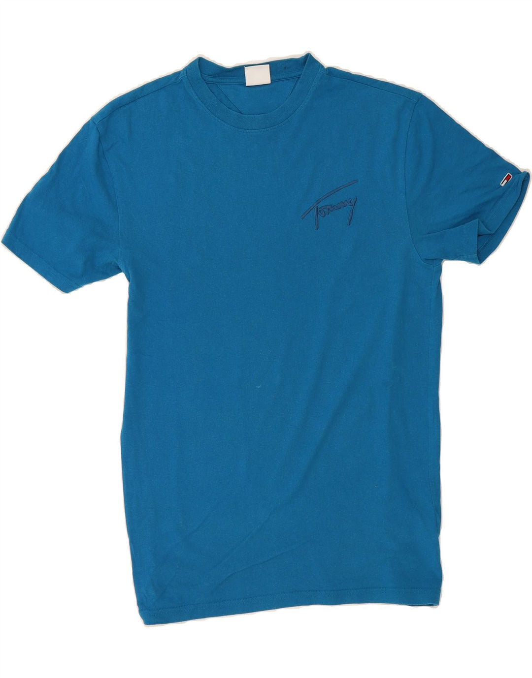 TOMMY HILFIGER Mens T-Shirt Top Small Blue Cotton Vintage Tommy Hilfiger and Second-Hand Tommy Hilfiger from Messina Hembry 