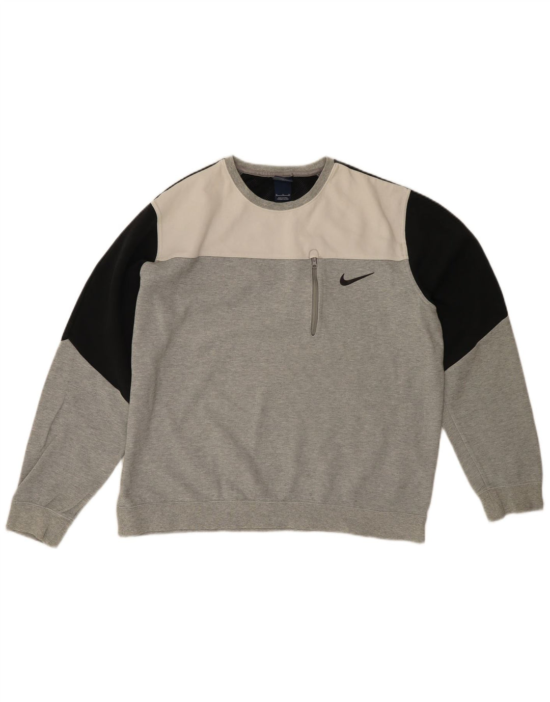 NIKE Sweatshirt til mænd XL Grå Colourblock Bomuld