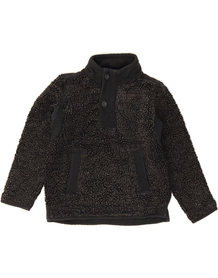 FAT FACE Boys Button Neck Fleece Jumper 6-7 Years Navy Blue Polyester Vintage Fat Face and Second-Hand Fat Face from Messina Hembry 