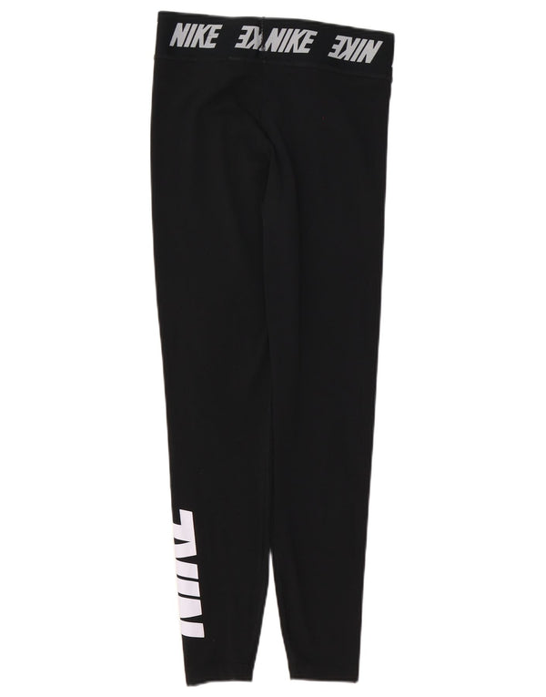 Nike Dame Grafiske Leggings UK 8 Small Black Bomuld