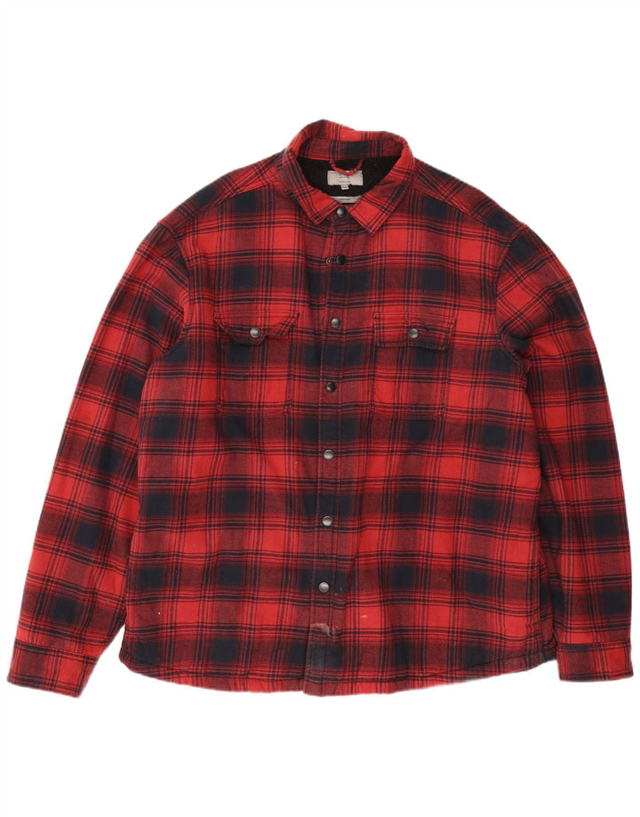 Marks & Spencer Herre Regular Overshirt Flanellskjorte 2XL rød ternet