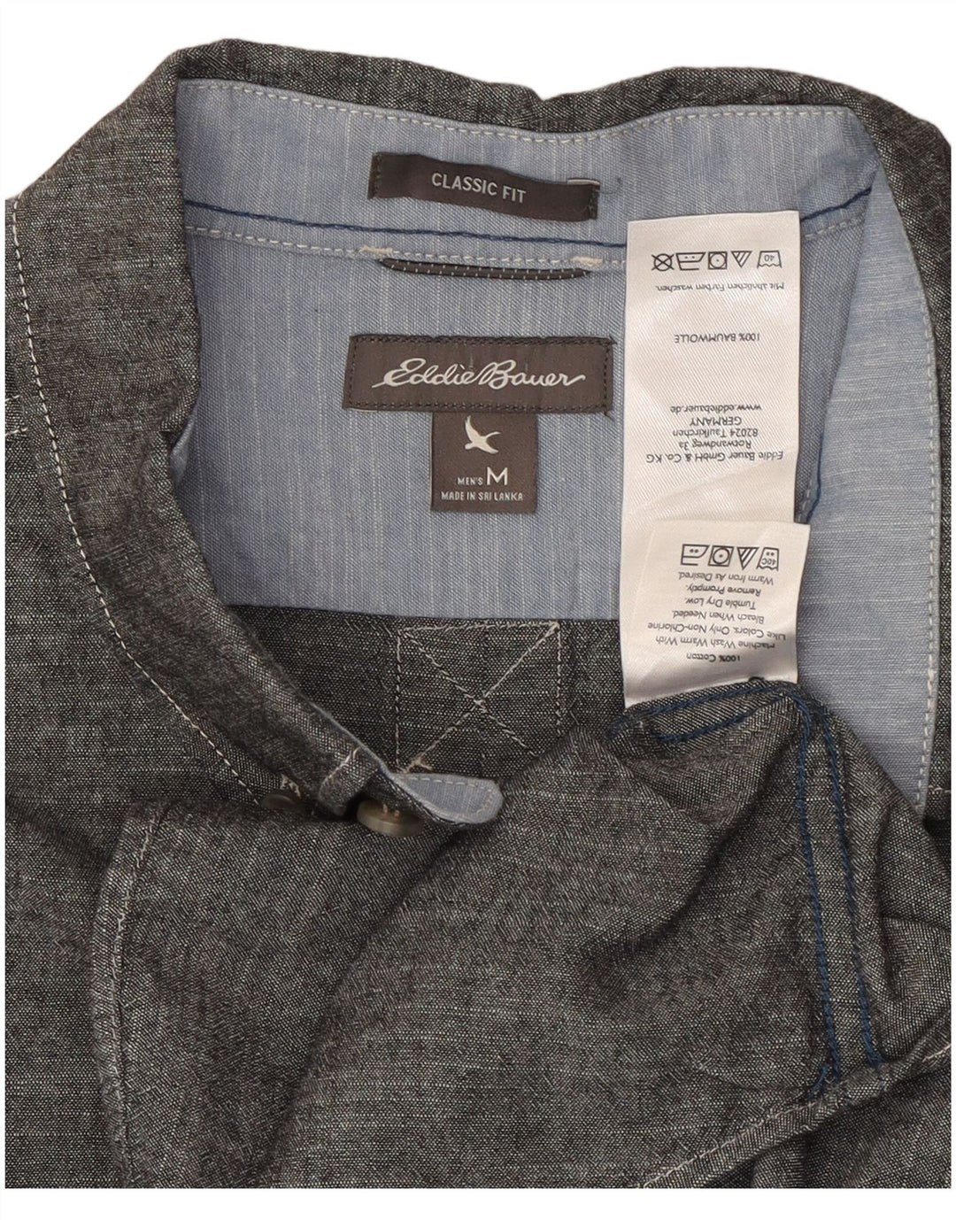 EDDIE BAUER Herre Classic Fit skjorte mellemgrå bomuld