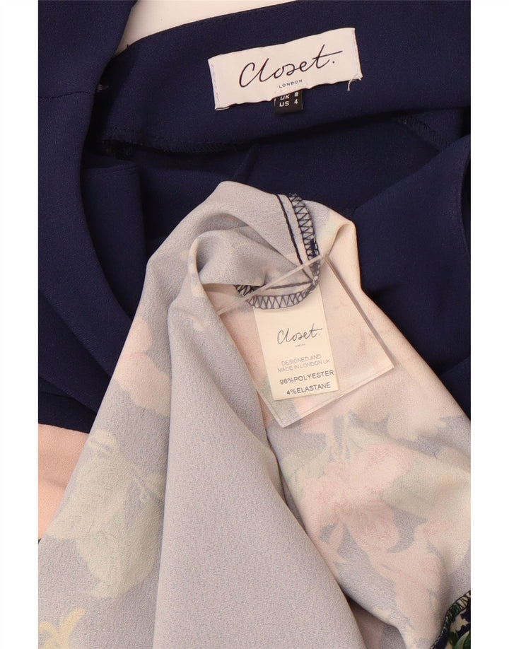 CLOSET Dame Ærmeløs Bodycon Dress UK 8 Small Navy Blue Floral