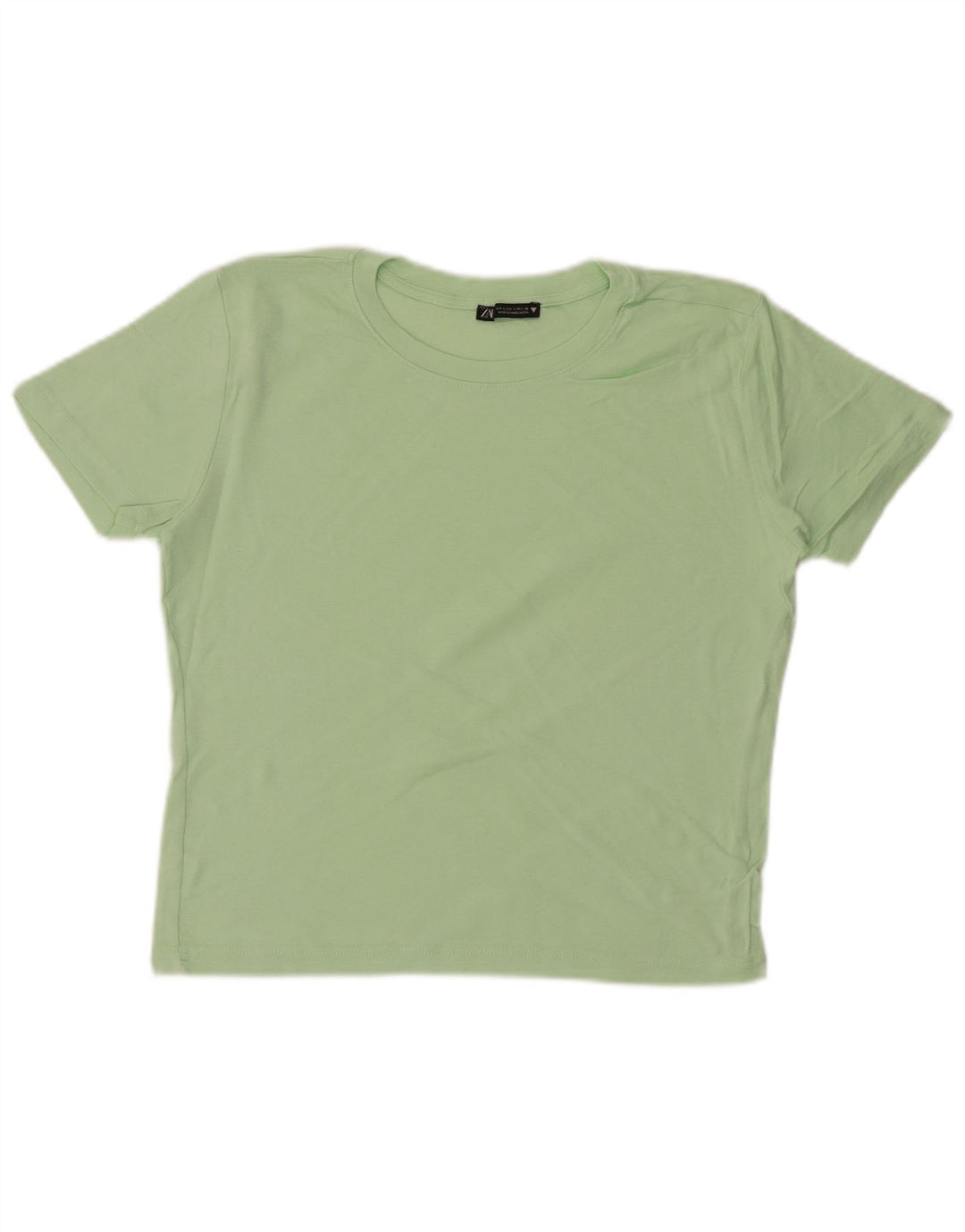 Zara Womens Crop T-Shirt Top UK 14 Large Green