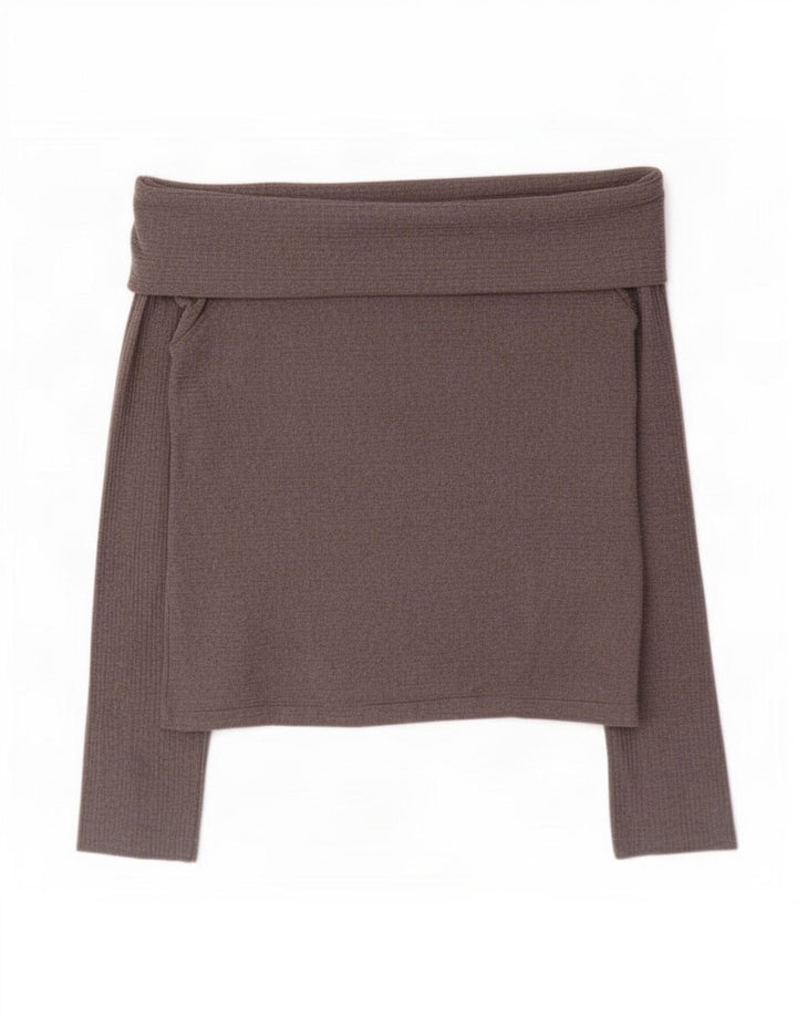 Zara Dame Trafaluc Off Shoulder Top UK 12 Medium Grå