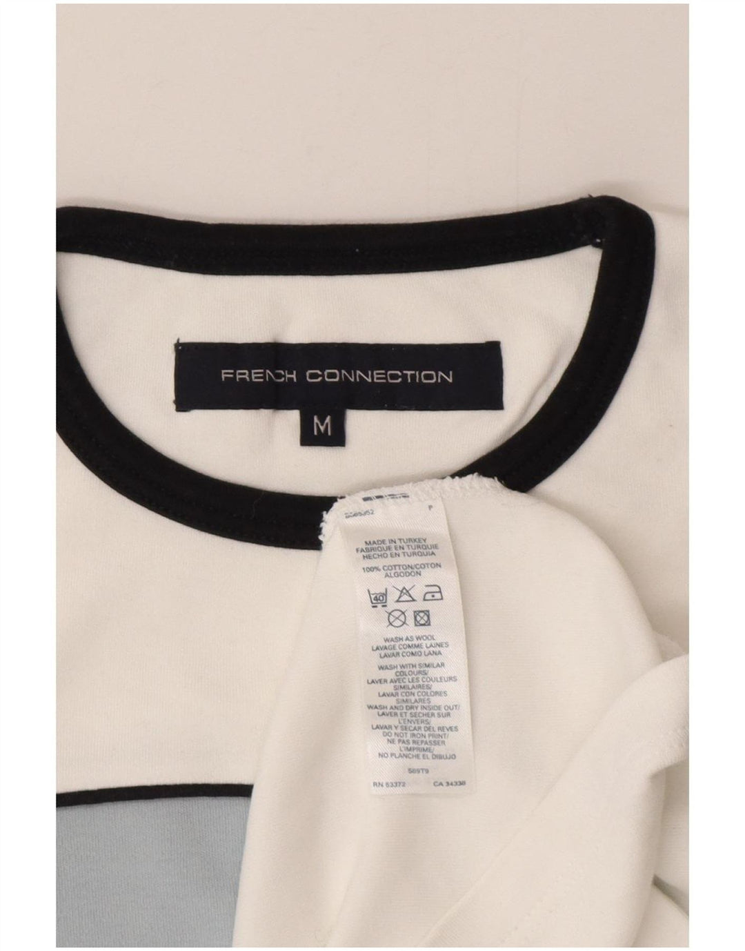 French Connection Herre T-shirt Top Medium White Colourblock Bomuld