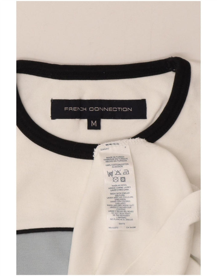 French Connection Herre T-shirt Top Medium White Colourblock Bomuld