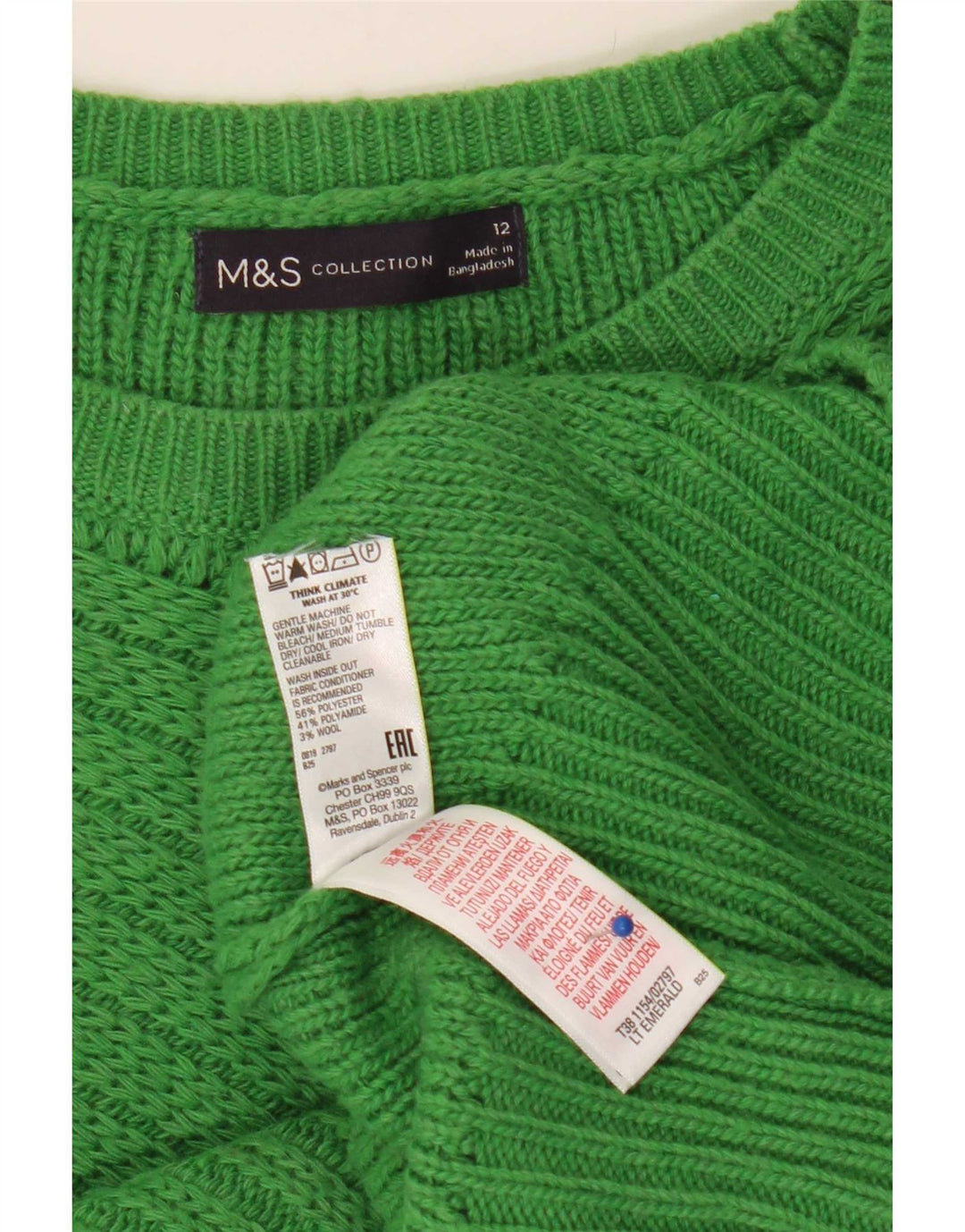 Marks & Spencer Dame Boat Neck Jumper Sweater UK 12 Medium Green