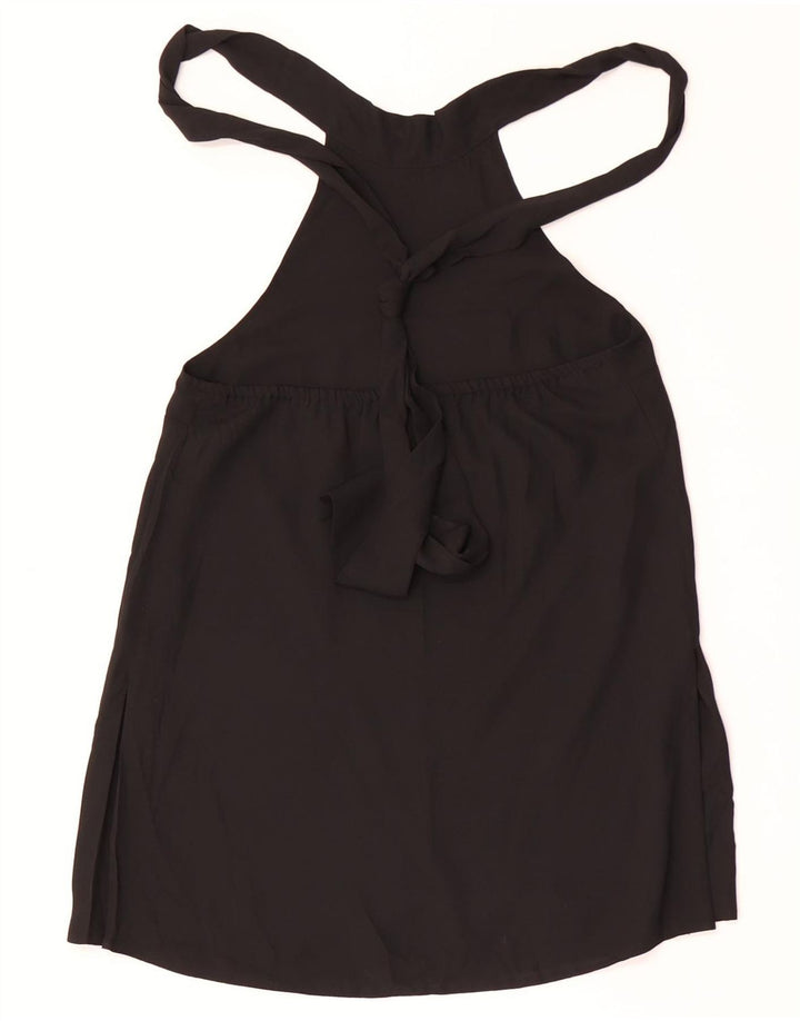 Topshop Dame Crop Halter Top UK 8 Small Black Polyester