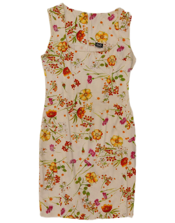 Dolce & Gabbana Dame Ærmeløs Skede Kjole UK 8 Small White Floral