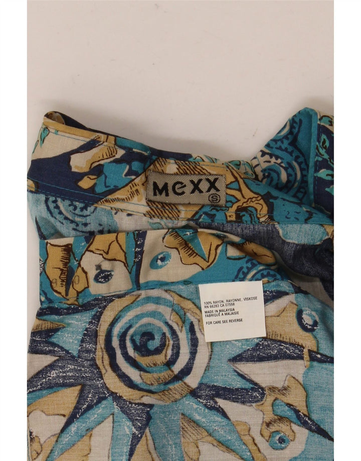 Mexx Herre kortærmet løs pasform skjorte lille blå patchwork Rayon