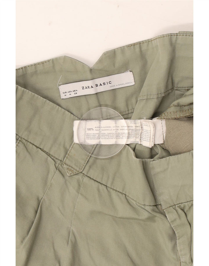 Zara Womens Pegged Chino Shorts Medium W28 Grøn bomuld