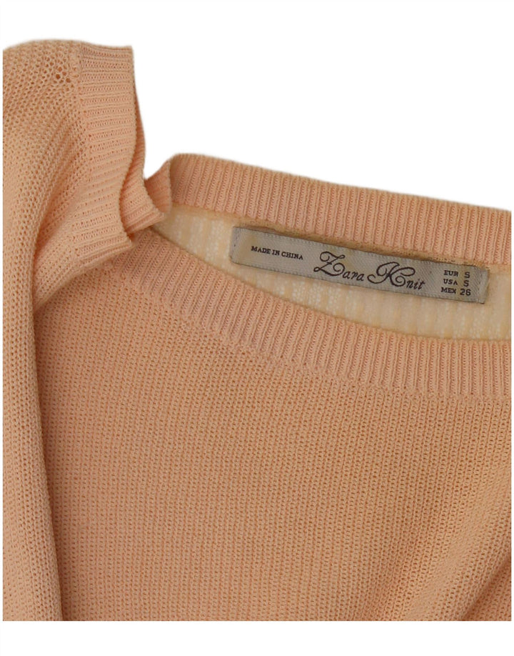 ZARA Dame Boat Neck Jumper Sweater UK 10 Small Pink