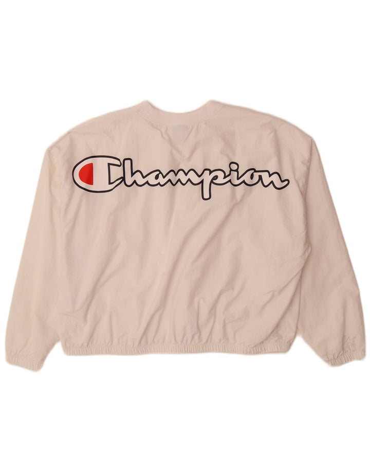 Champion Womens Grafisk Oversized Pullover Træningsdragt Top UK 10 Small White