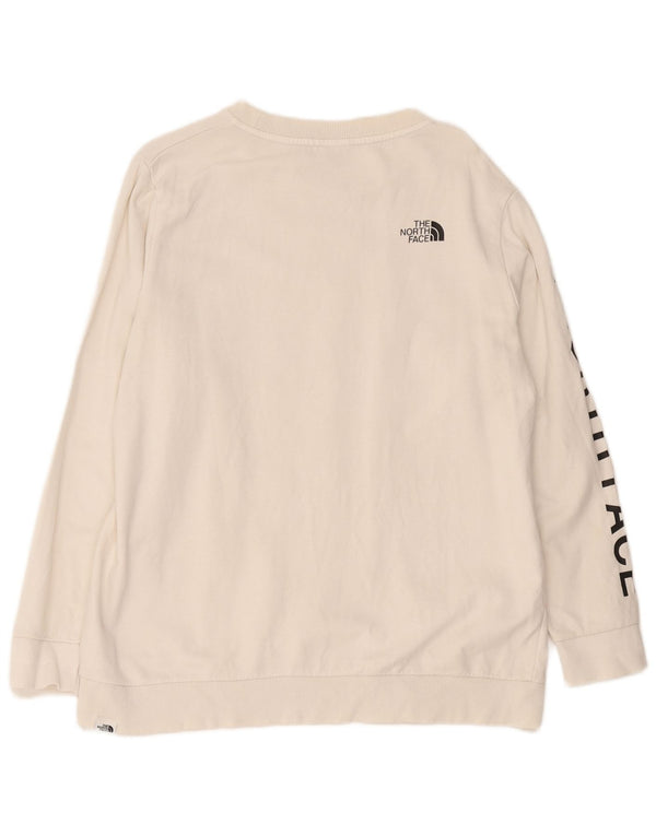 The North Face Dame Grafisk Sweatshirt Jumper UK 18 XL Off White Bomuld