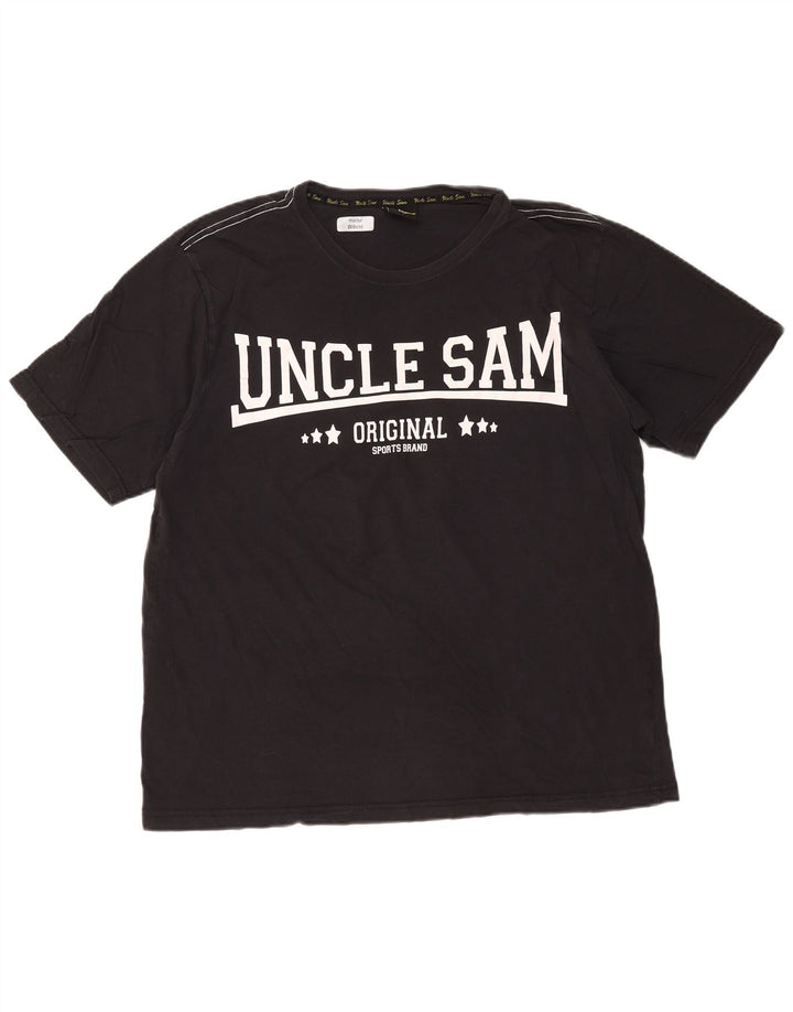 Uncle Sam Herre Grafisk T-Shirt Top Stor Sort