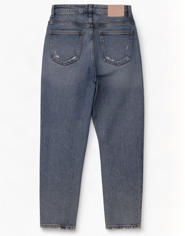 Zara Womens Distressed Tapered Jeans EU 40 Medium W30 L29 Blue
