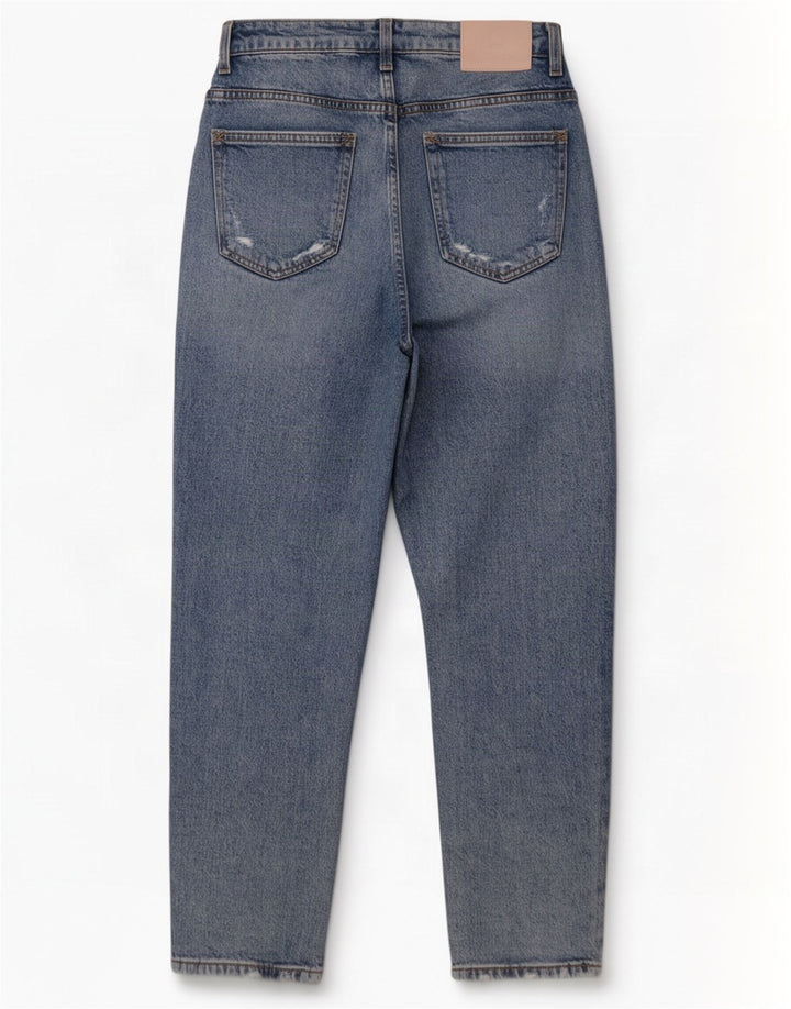Zara Dame Distressed Tapered Jeans EU 40 Medium W30 L29 Blå