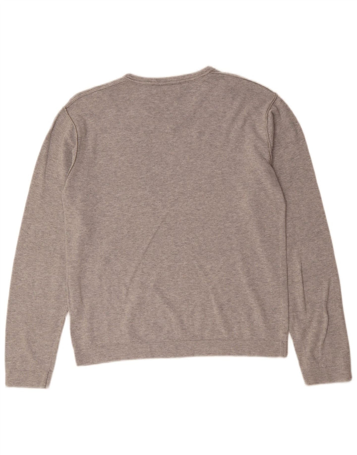 QUIKSILVER Dame V-hals sweater UK 14 Medium Grey Bomuld