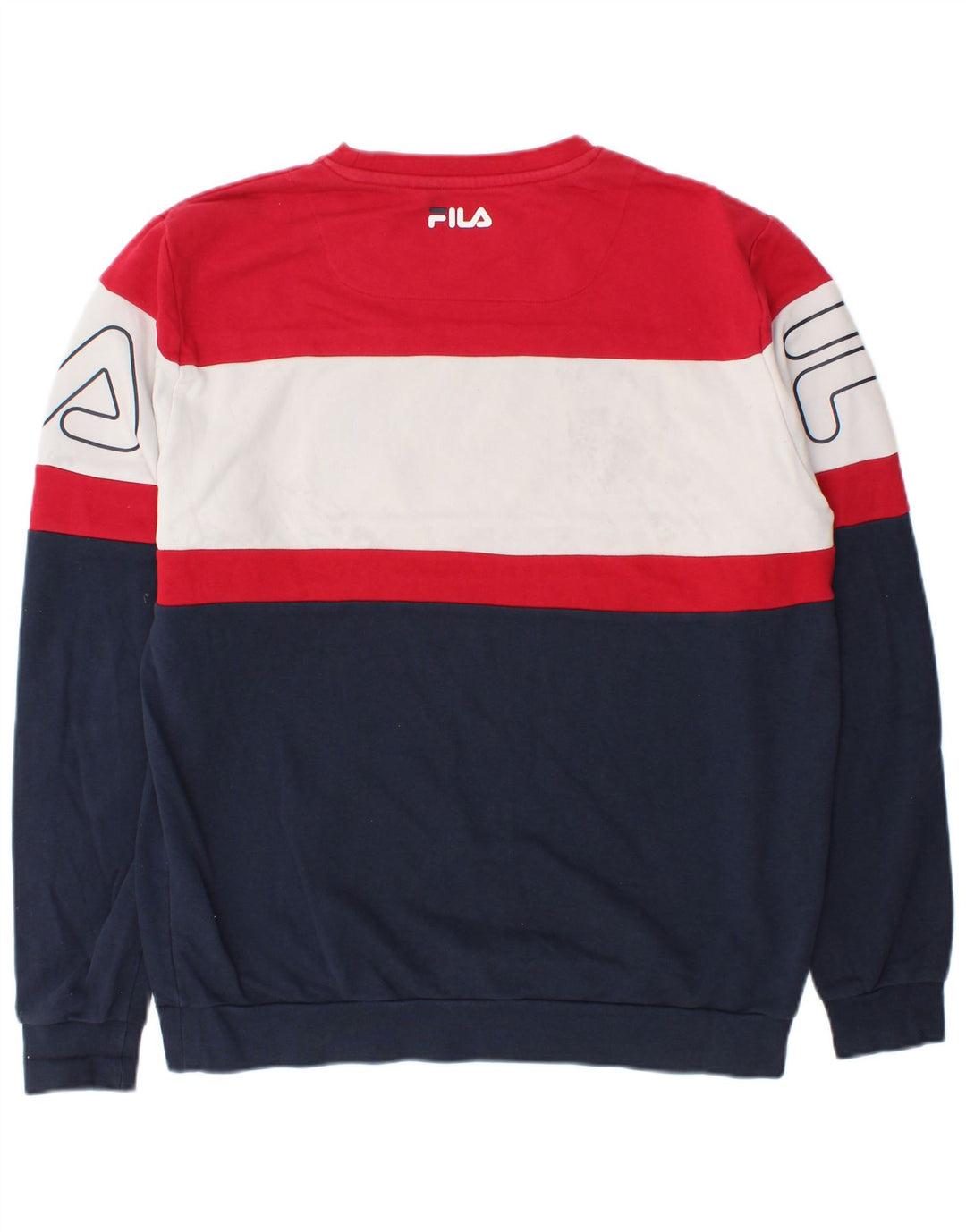Fila Herre grafisk sweatshirt Jumper Stor flerfarvet Colourblock Bomuld