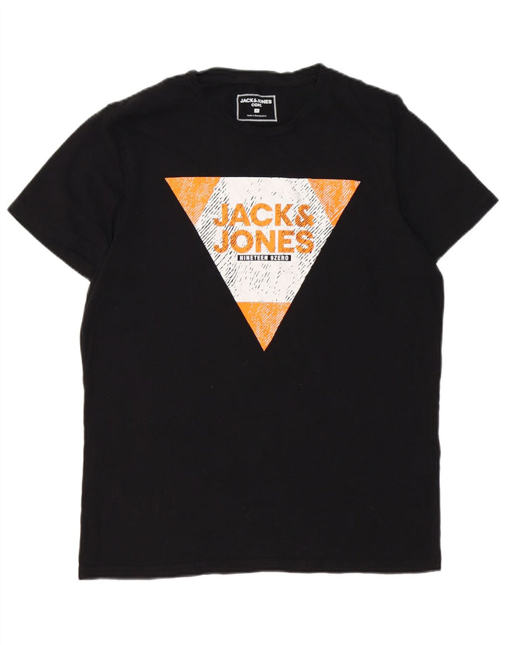 JACK & JONES Herre Core Grafisk T-Shirt Top Medium Sort Bomuld