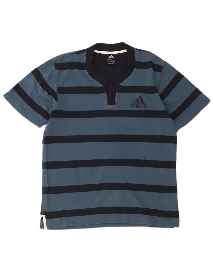 Adidas herre T-shirt top mellemblå stribet bomuld