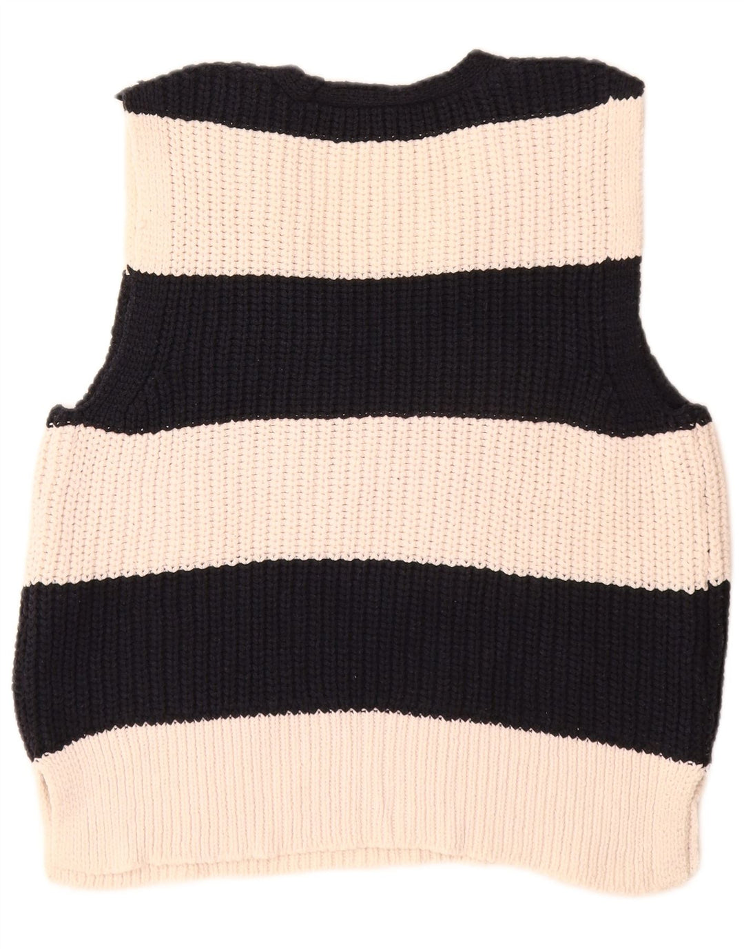 Zara Dame Vest Tank Top UK 14 Medium Off White Stribet polyester