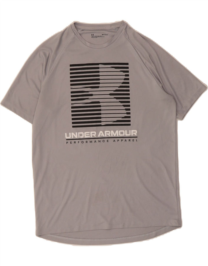 UNDER ARMOUR Mens Graphic T-Shirt Top Medium Grey Polyester Vintage Under Armour and Second-Hand Under Armour from Messina Hembry 