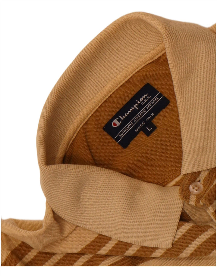 Champion Herre Polo Shirt Stor Beige Stribet