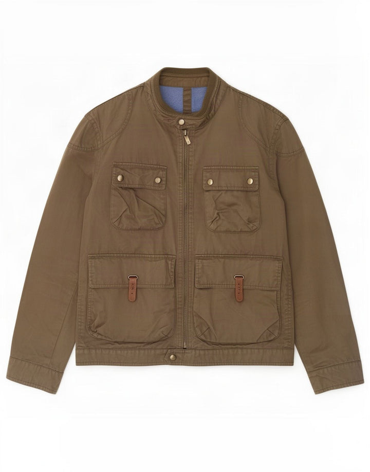 Massimo Dutti Herre Utility Jacket UK 42 XL Khaki Bomuld