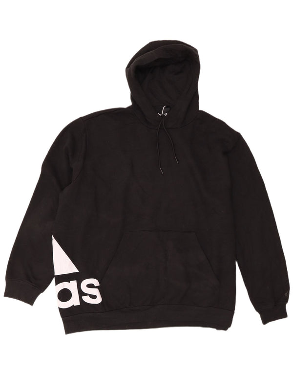 Adidas Herre Grafisk Loose Fit Hoodie Jumper XL Sort Bomuld
