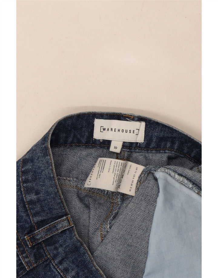 WAREHOUSE Dame Denim Nederdel UK 10 Small W27 Navy Blue Bomuld
