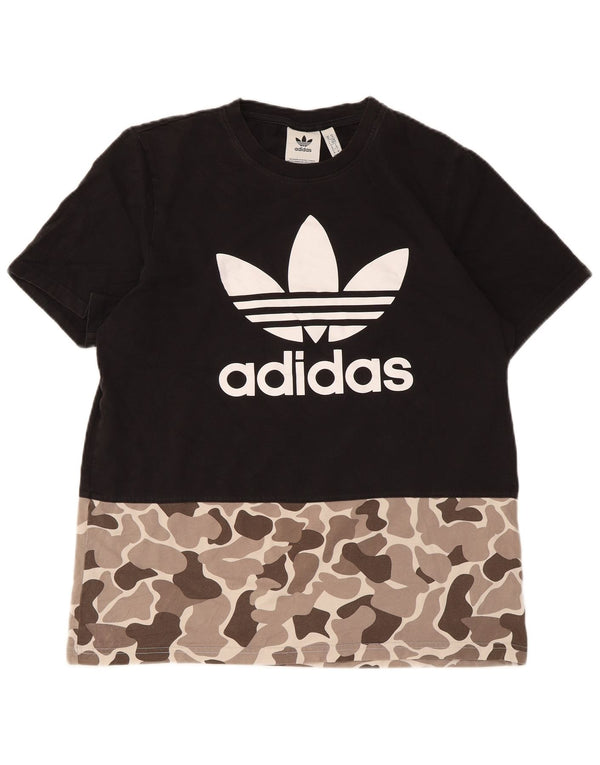 Adidas Herre Grafisk T-Shirt Top Medium Sort Camouflage Bomuld