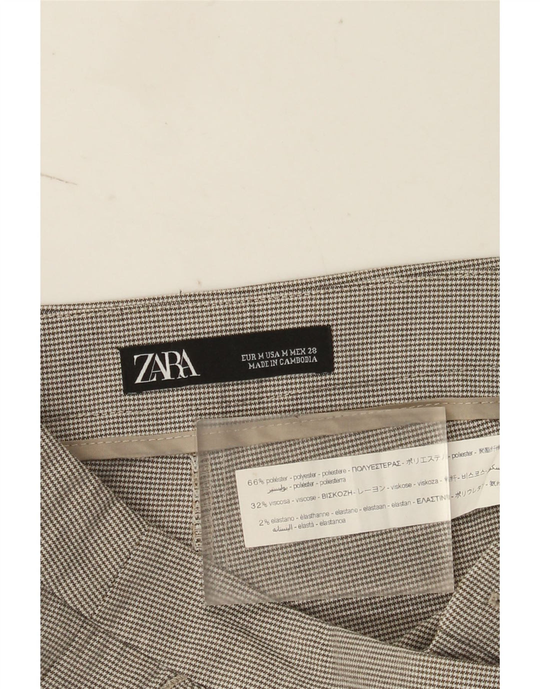 Zara Slim Chino Bukser Medium W28 L28 Grå Houndstooth Polyester